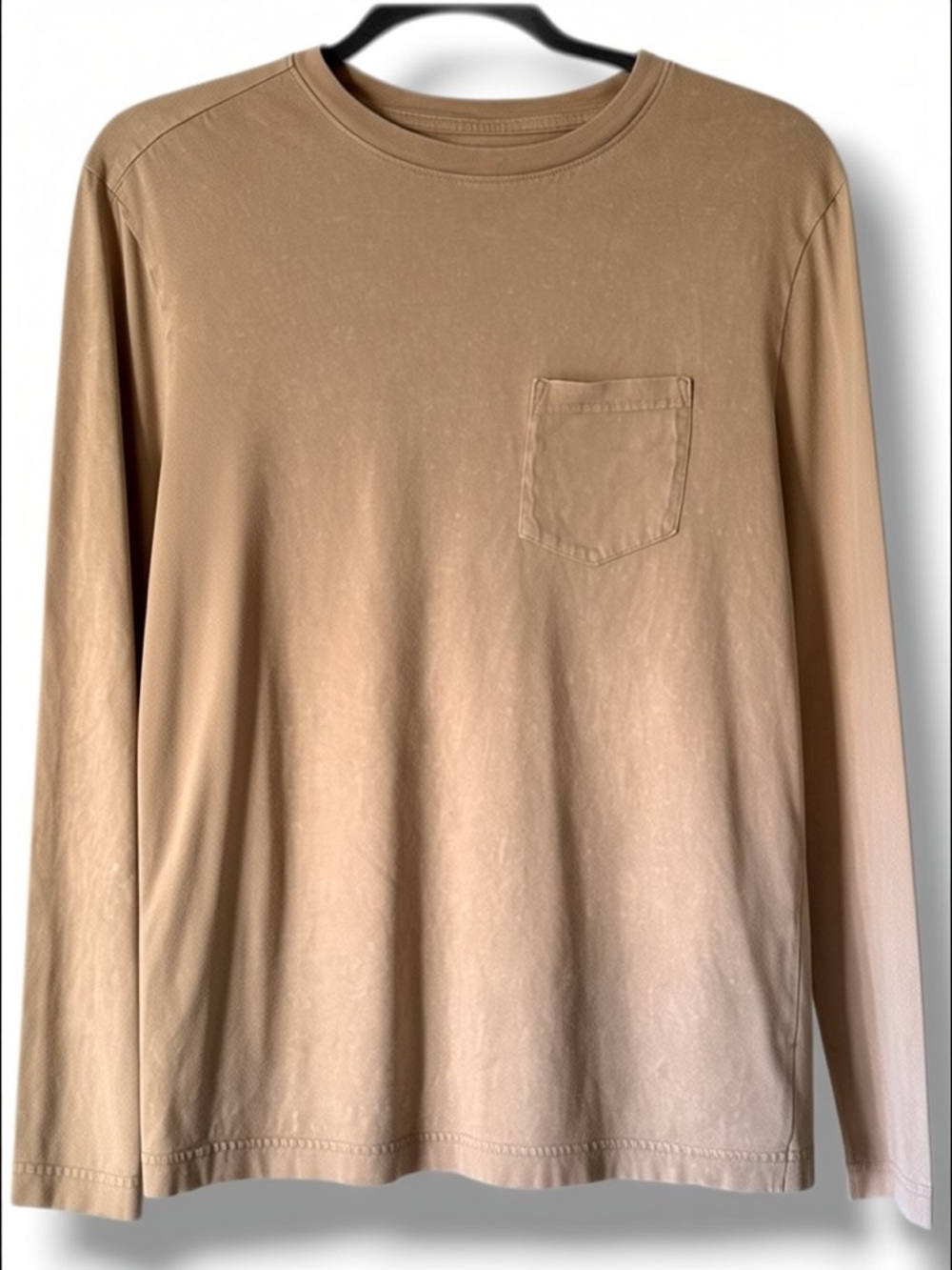 Men’s XS Long Sleeve Original Use Tan Tee with Front Pocket